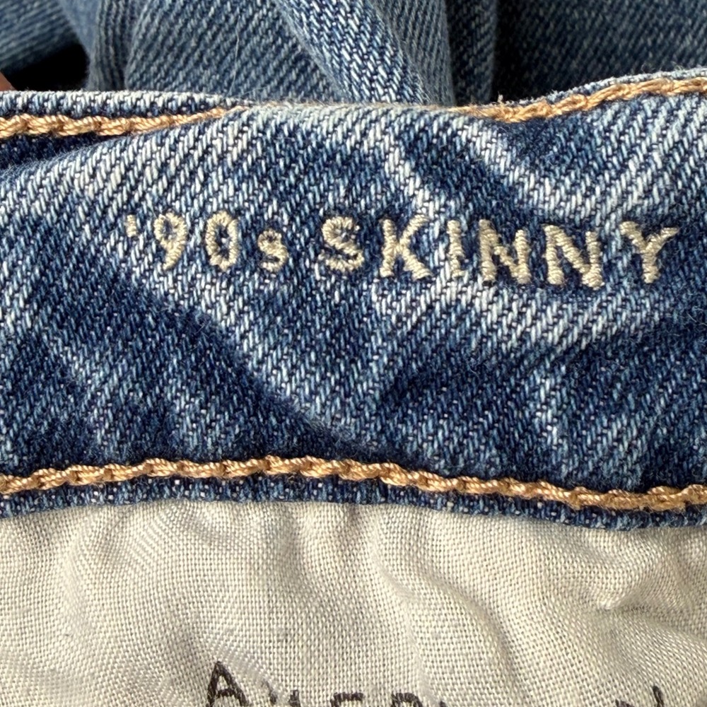 American Eagle Outfitters Womens Jeans Size 4 Medium Wash Distressed Knee Skinny - Picture 11 of 11